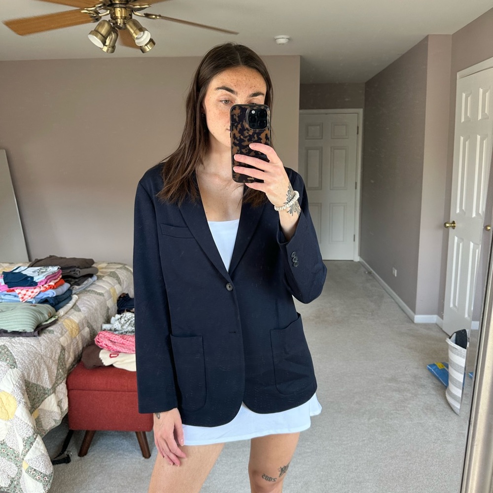 Uniqlo Navy Blue Two-Button Blazer